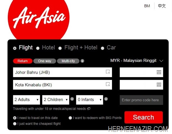 Tiket Air Asia JHB-BKI