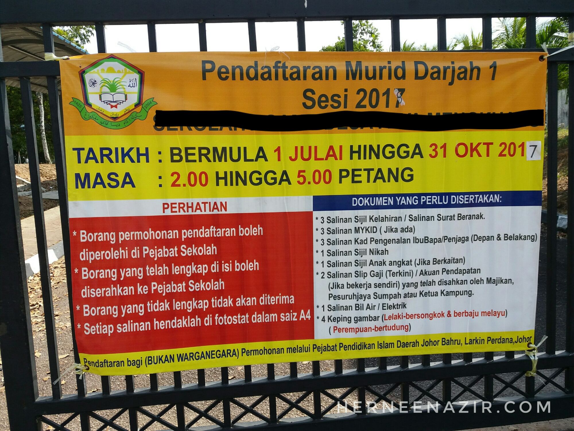 Daftar Sekolah Agama Johor Darjah 1 2021
