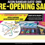 Pre-Opening Sale | AEON Bandar Dato’ Onn – 1-3 September 2017