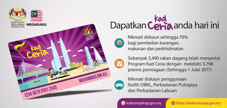 Nikmati Diskaun Sehingga 70% Dengan Kad Ceria Bagi Warga Wilayah Persekutuan