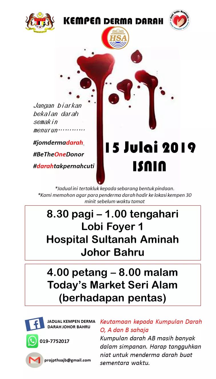Rayuan Derma Darah Hospital Sultanah Aminah – Darah Kumpulan B