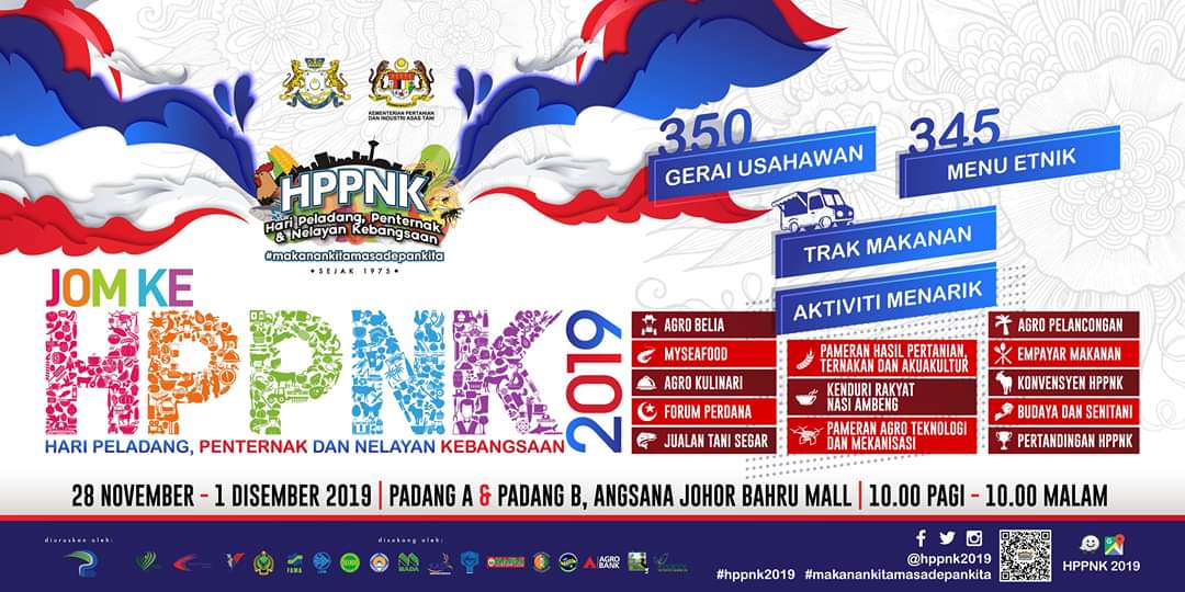 Hari Peladang, Penternak & Nelayan Kebangsaan 2019 Angsana Johor Bahru Mall – 28 Nov – 1 Dec 2019