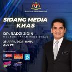 Intipati sidang media Menteri Kanan (Pendidikan) Datuk Dr. Mohd Radzi Md Jidin