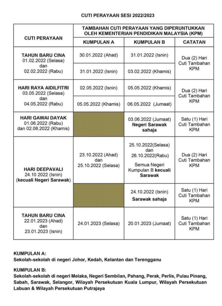 CUTI PERAYAAN SESI 2022/2023