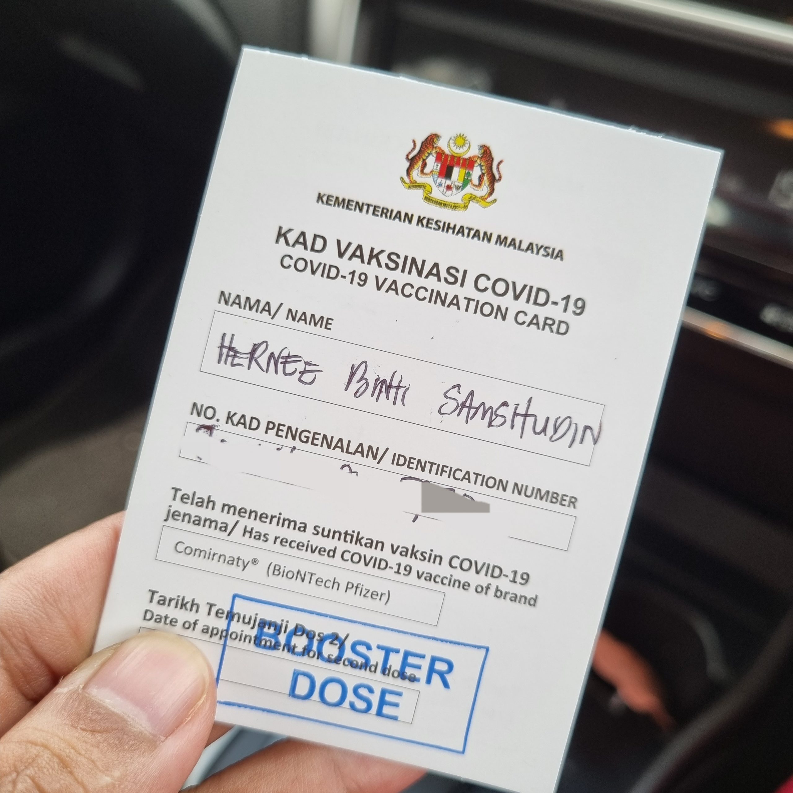 Walk-in Booster Dose Pfizer di Poliklinik Pekan Nenas Medini 