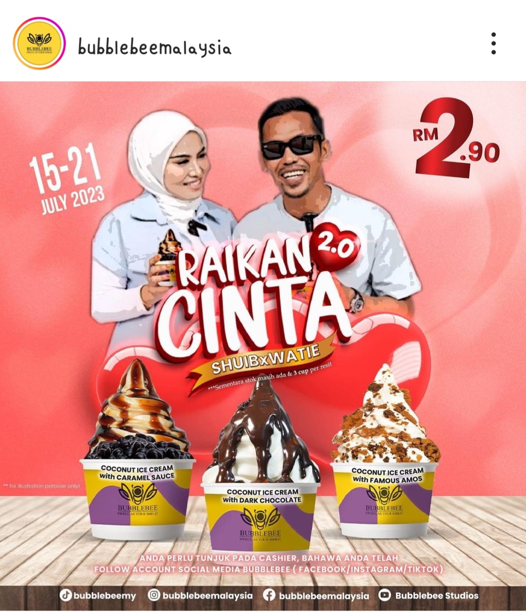 Promosi Ice Cream BubbleBee RM2.90 (15 – 21 July 2023)